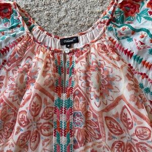 Tolani Women's Top - Orange and Teal Floral